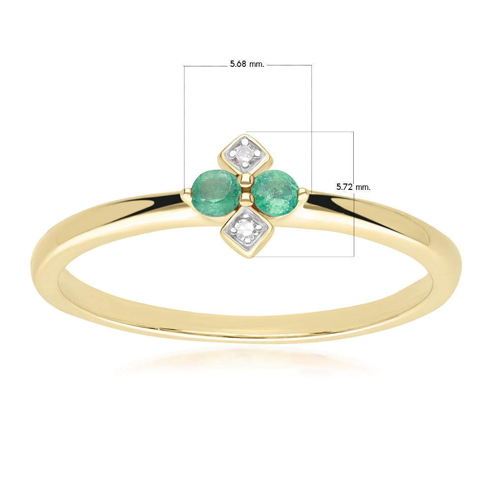 แหวนทองคำ 9K ประดับมรกต (Emerald) และเพชร (Diamond) ดีไซน์ทรงข้าวหลามตัด