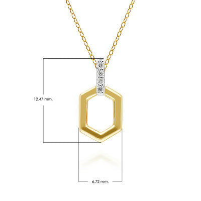 9K Yellow Gold Diamond Hex Bar Pendant (Chain sold separately)