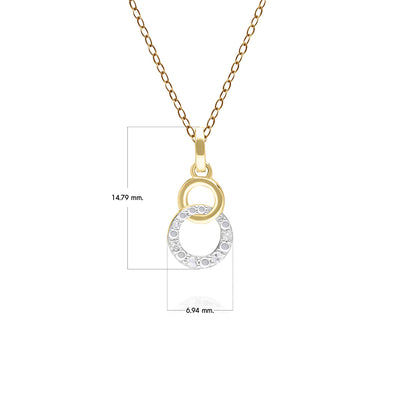 9K Yellow Gold Diamond Pave Double Open Circle Pendant (Chain sold separately)