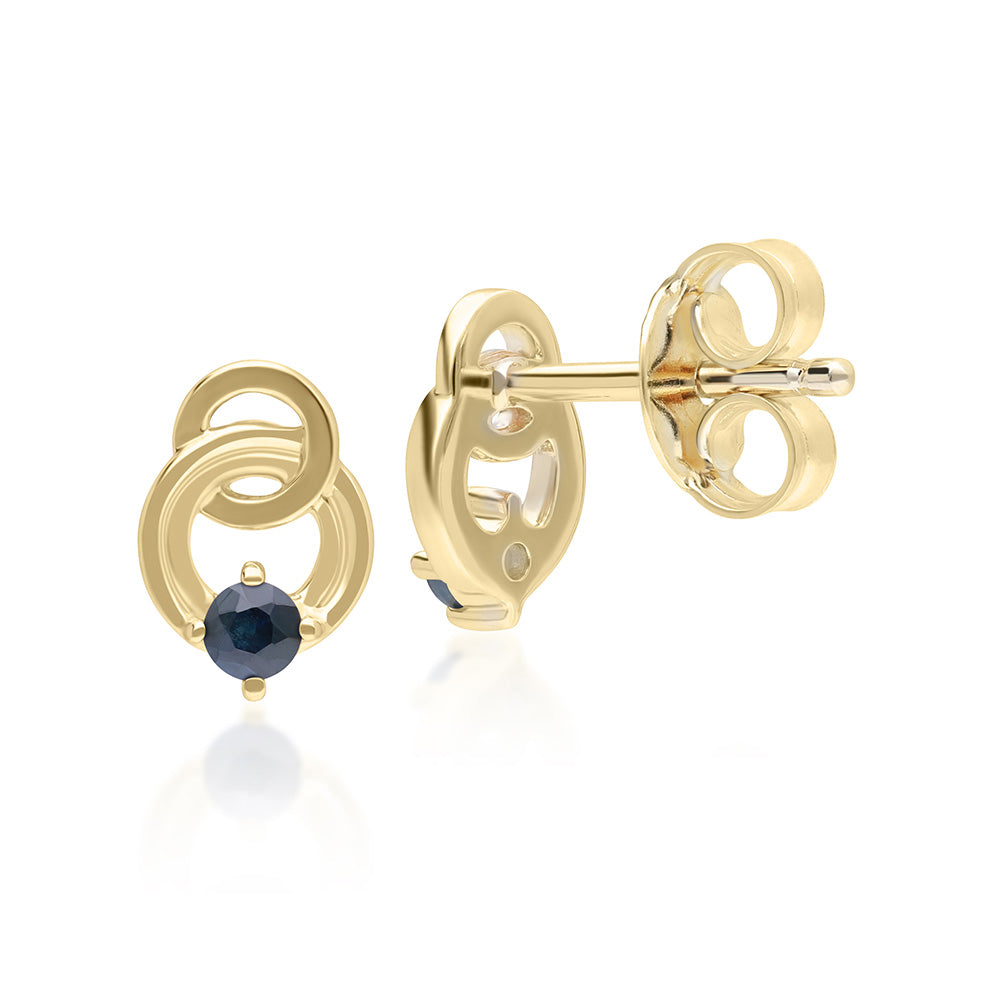 9K Gold Blue Sapphire Open Circle Double Round Stud Earrings 135E1832-01_2