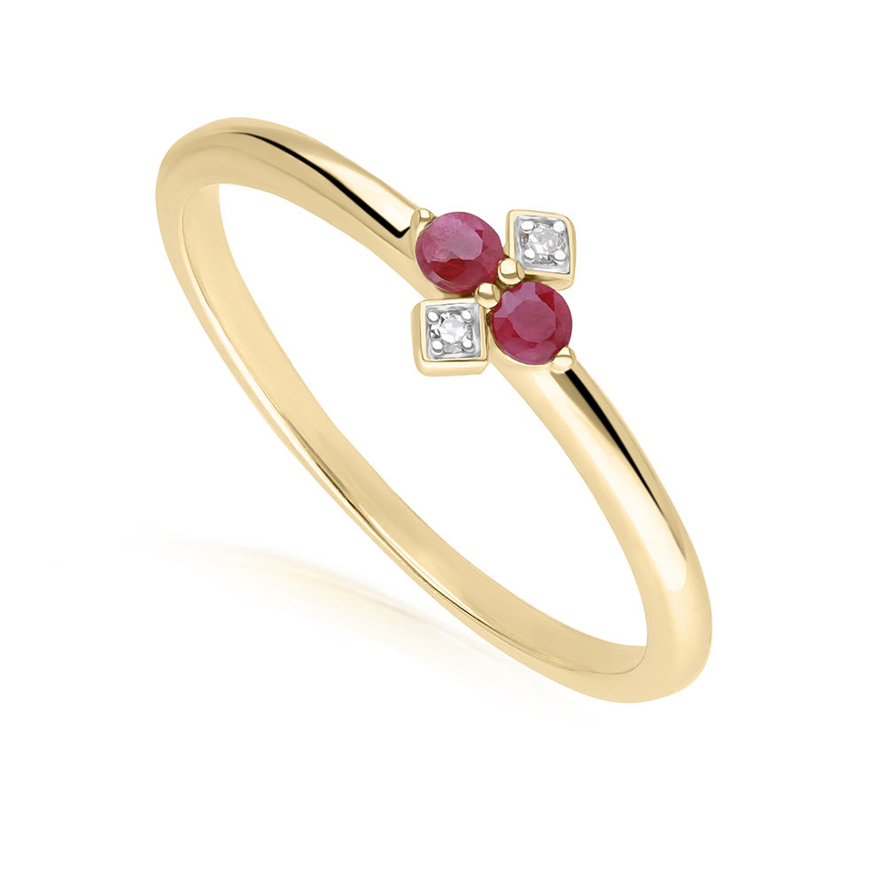 9K Gold Round Ruby & Rhombus Style Diamond Ring 135R2073-02_2
