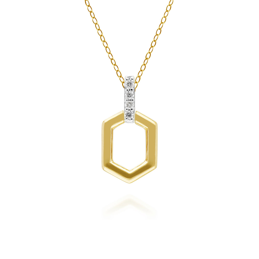 9K Yellow Gold Diamond Hex Bar Pendant (Chain sold separately) 191P0735-02