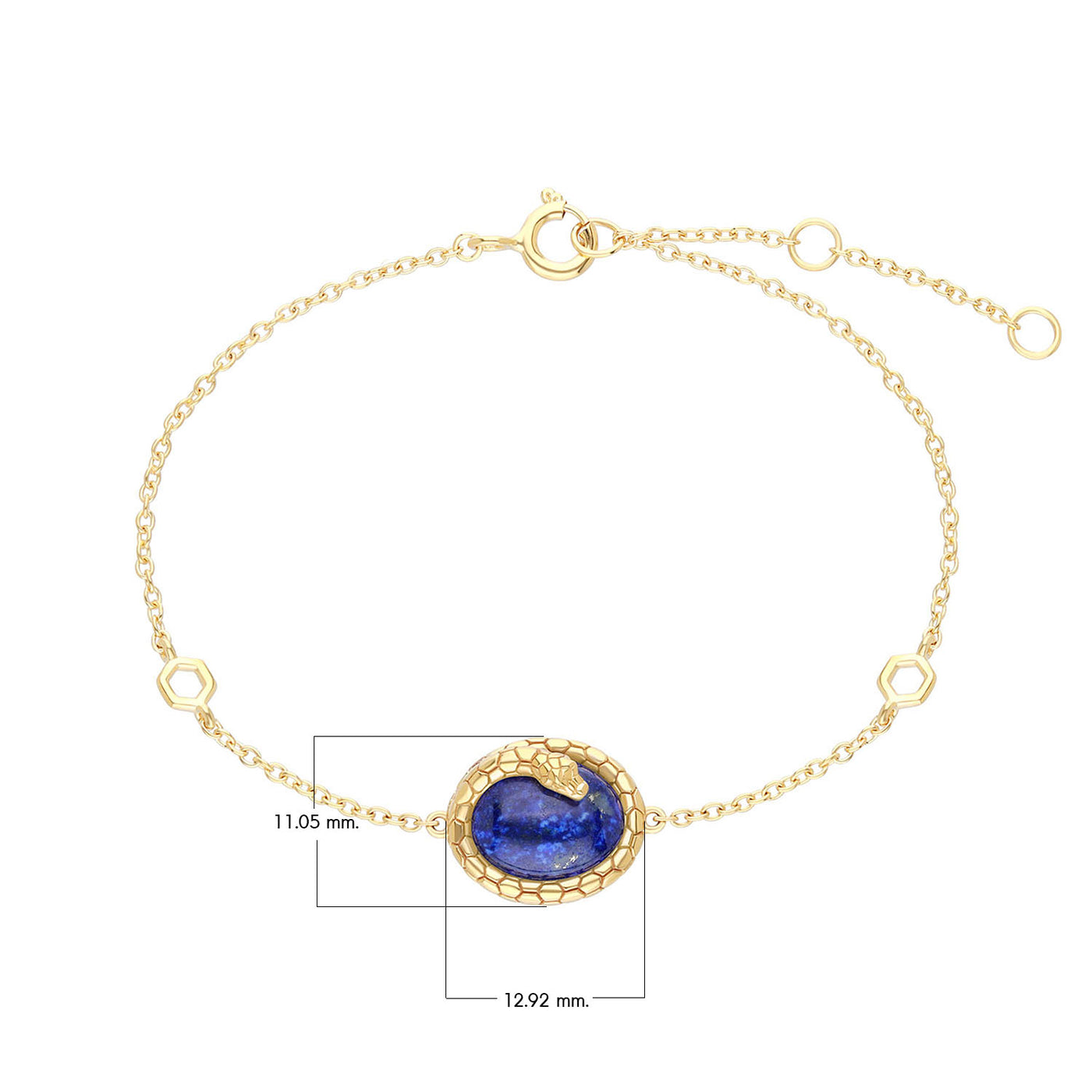 The Ruler Sterling Silver 925 Oval Lapis Lazuli Winding Snake Bracelet